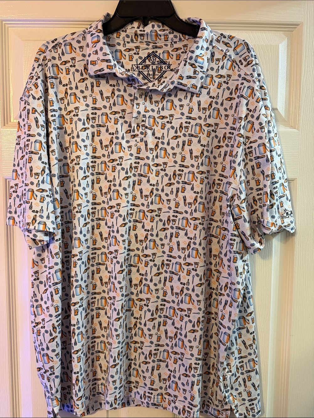 BURLEBO Light Blue Novelty-Print Polo